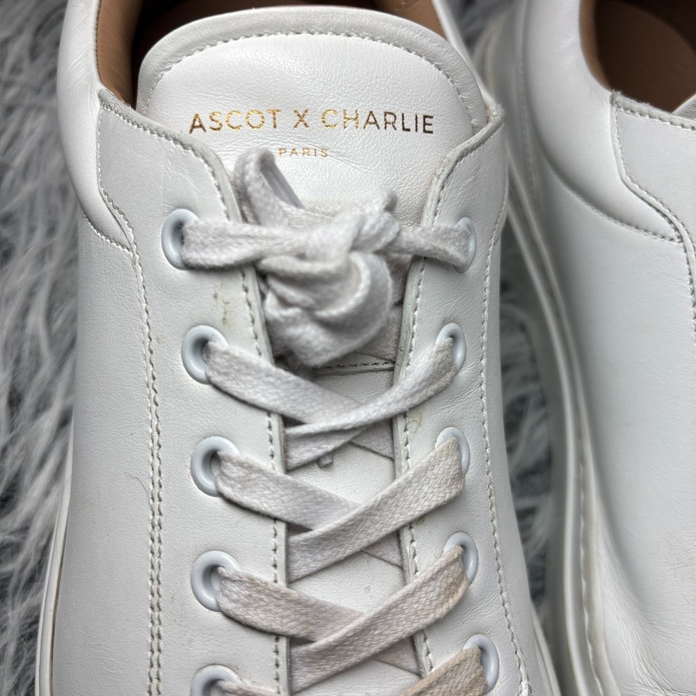 $375 Ascot x Charlie Leather Low-Top Lion Sneakers White Made in Italy‎ US Sz 12